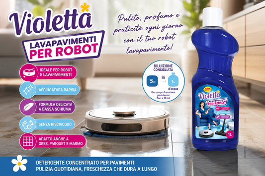 Violetta Lavapavimenti per Robot: pulito, profumo e praticita per i tuoi pavimenti ogni giorno